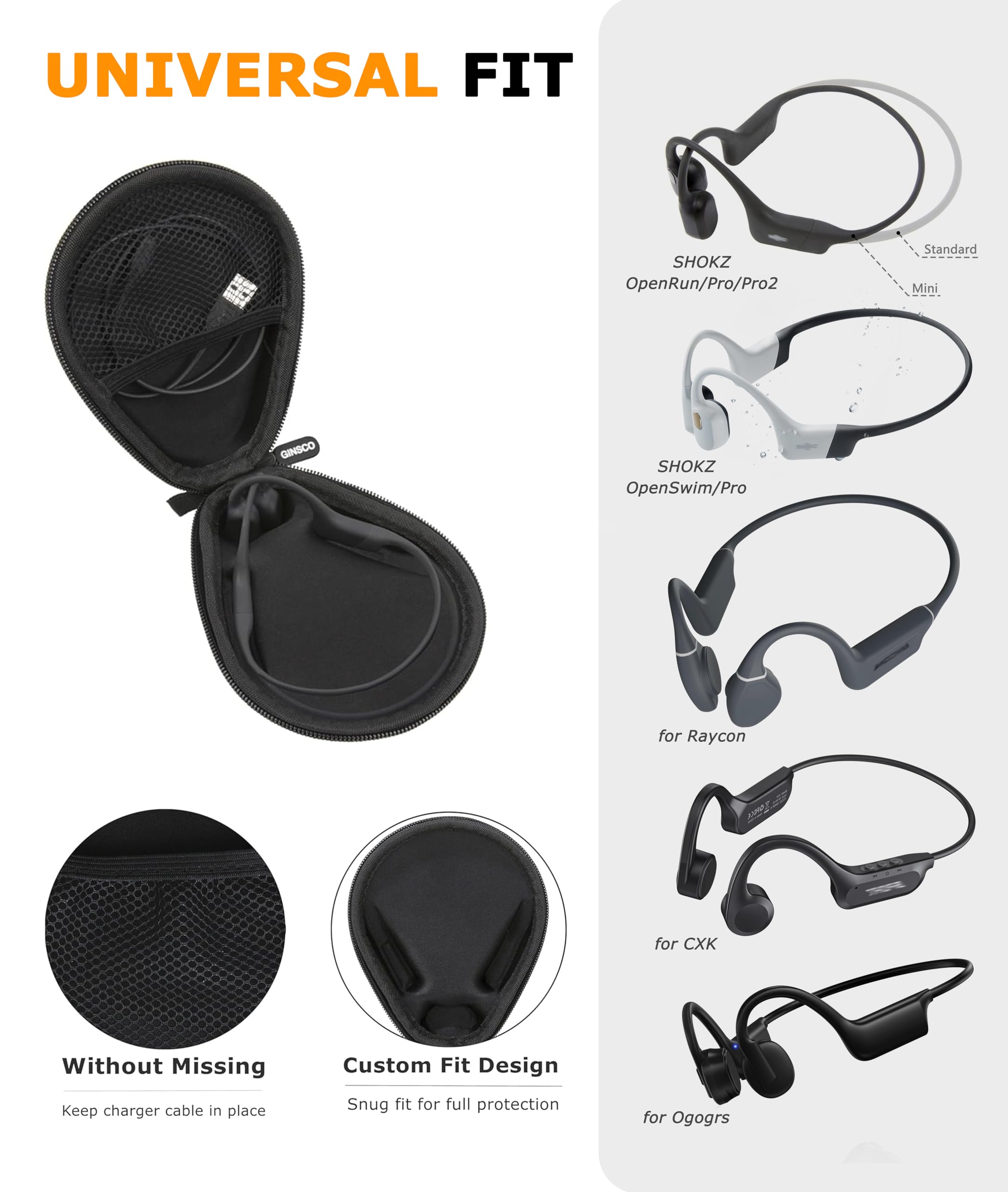 Amazon.com: Ginsco Universal Bone Conduction Headphone Case